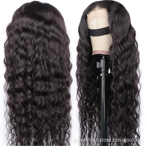 Wholesale Glue-free HD 250 density 13x4"32" High Quality Wig 100% Women Hair Water Wave Brazilian Hair Lace Front Wig